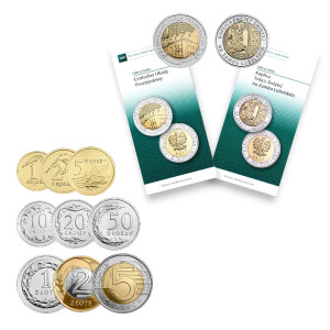 Na zdjęciu Rocznik 2017 UNC - Komplet monet obiegowych III RP + 5 zł okolicznościowe + FOLDERY