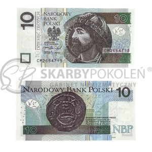 Na zdjęciu Banknot obiegowy III RP - 10 ZŁOTYCH 2025 - SERIA CM
