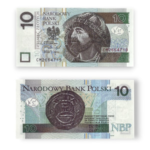 Na zdjęciu Banknot obiegowy III RP - 10 ZŁOTYCH 2025 - SERIA CM