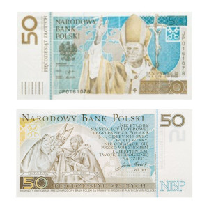 Na zdjęciu Banknot kolekcjonerski - 2006 - 50 ZŁ - Jan Paweł II