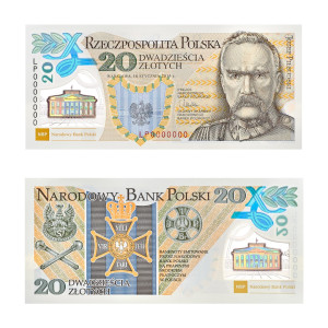 Na zdjęciu Banknot kolekcjonerski - 2014 - 20 ZŁ - 100. rocznica utworzenia Legionów Polskich