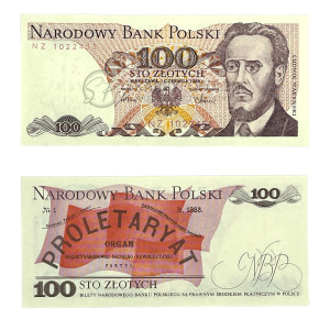 Na zdjęciu Banknot PRL - 100 ZŁOTYCH 1986 - SERIA NZ - Ludwik Waryński