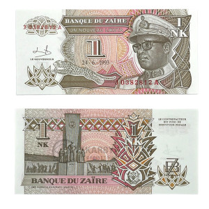 Na zdjęciu Banknot - Zair - 1 Nouveaux Makuta - 1993