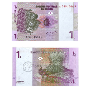 Na zdjęciu Banknot - Kongo - 1 Cent - 1997