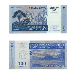 Na zdjęciu Banknot - Madagaskar - 100 Ariary - 2004
