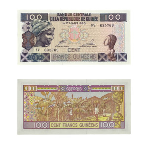 Na zdjęciu Banknot - Gwinea - 100 Franków gwinejskich - 2012