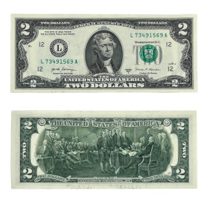 Na zdjęciu Banknot - USA - 2 Dolary - 2017A - L