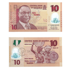Na zdjęciu Banknot polimerowy - Nigeria - 10 Naira - 2019