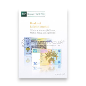 Na zdjęciu Folder emisyjny do banknotu - 300-lecie koronacji Obrazu Matki Bożej Jasnogórskiej - Język PL
