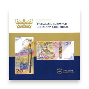 Na zdjęciu Folder emisyjny do banknotu - Tysiąclecie koronacji Bolesława Chrobrego - Język PL