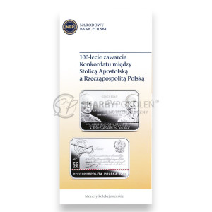 Na zdjęciu Folder emisyjny - 100-lecie zawarcia Konkordatu między Stolicą Apostolską a Rzecząpospolitą Polską - Język PL