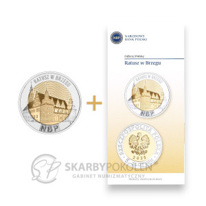 Na zdjęciu Moneta + FOLDER PL - 5 złotych 2025 - Ratusz w Brzegu