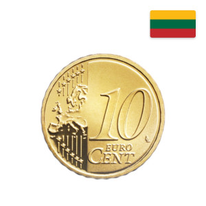 Na zdjęciu Moneta – Litwa – 10 eurocentów – 2021