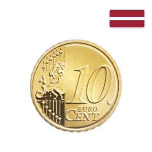 Na zdjęciu Moneta – Łotwa – 10 eurocentów – 2014