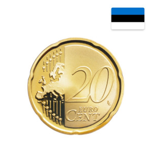 Na zdjęciu Moneta – Estonia – 20 eurocentów – 2021