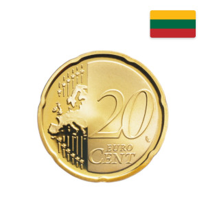 Na zdjęciu Moneta – Litwa – 20 euro-cents – 2017