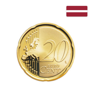 Na zdjęciu Moneta – Łotwa – 20 eurocentów – 2014
