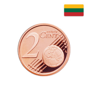 Na zdjęciu Moneta – Litwa – 2 eurocenty – 2017