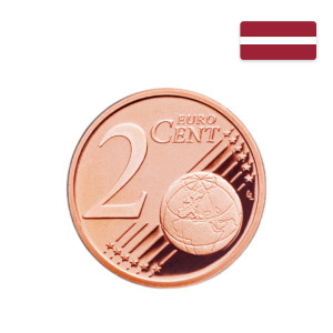 Na zdjęciu Moneta – Łotwa – 2 eurocenty – 2014