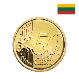 Na zdjęciu Moneta – Litwa – 50 eurocentów – 2015