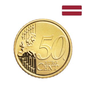 Na zdjęciu Moneta – Łotwa – 50 eurocentów – 2014