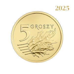 Na zdjęciu Moneta - 5 groszy 2025 - MW - Stan UNC