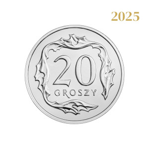 Na zdjęciu Moneta - 20 groszy 2025 - MW - Stan UNC
