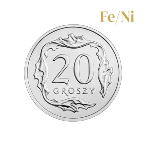 Na zdjęciu Moneta - 20 groszy 2019 (Fe/Ni) - MW - Stan UNC