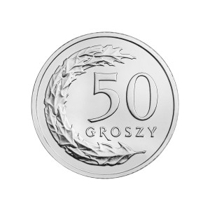Na zdjęciu Moneta - 50 groszy 2023 - MW - Stan UNC