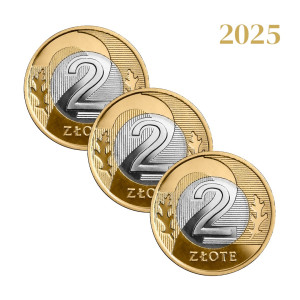 Na zdjęciu Zestaw 3 monet - 2 złote 2025 - MW - Stan UNC