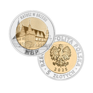 Na zdjęciu Moneta – 5 złotych 2025 - Ratusz w Brzegu - Odkryj Polskę