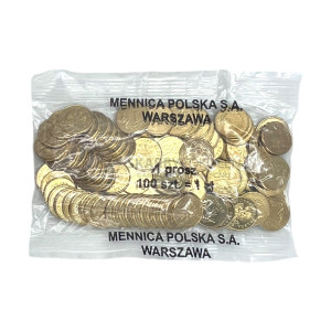 Na zdjęciu 1 grosz 2009 MW - Kolekcjonerski woreczek menniczy