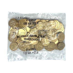 Na zdjęciu 2 grosze 2010 MW - Kolekcjonerski woreczek menniczy