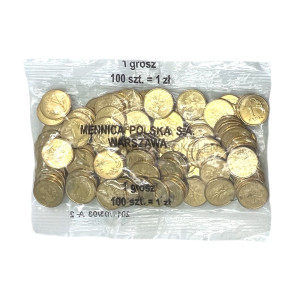 Na zdjęciu 1 grosz 2011 MW - Kolekcjonerski woreczek menniczy