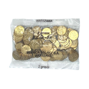 Na zdjęciu 2 grosze 2012 MW - Kolekcjonerski woreczek menniczy