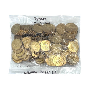 Na zdjęciu 5 groszy 2012 MW - Kolekcjonerski woreczek menniczy