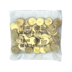 Na zdjęciu 1 grosz 2015 (The Royal Mint) - Kolekcjonerski woreczek menniczy