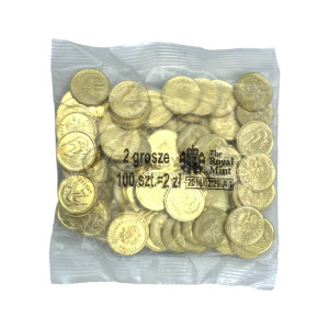 Na zdjęciu 2 grosze 2016 (The Royal Mint) - Kolekcjonerski woreczek menniczy