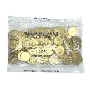 Na zdjęciu 1 grosz 2017 MW - Kolekcjonerski woreczek menniczy