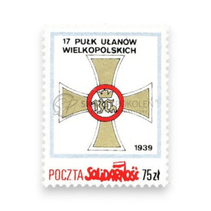 Na zdjęciu Znaczek - Poczta Solidarność - 17 Pułk Ułanów Wielkopolskich - Odznaki formacji wojskowych