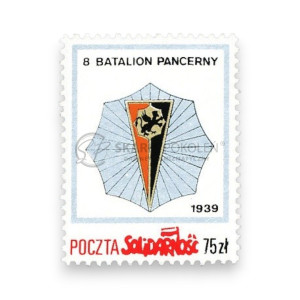 Na zdjęciu Znaczek - Poczta Solidarność - 8 Batalion Pancerny - Odznaki formacji wojskowych
